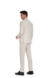 Beige Retro Linen Beach Wedding Summer 3 Pieces Men Suits