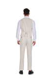 Beige Retro Linen Beach Wedding Summer 3 Pieces Men Suits