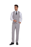 Beige Retro Linen Beach Wedding Summer 3 Pieces Men Suits