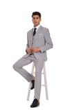 Beige Retro Linen Beach Wedding Summer 3 Pieces Men Suits