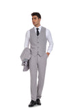 Beige Retro Linen Beach Wedding Summer 3 Pieces Men Suits