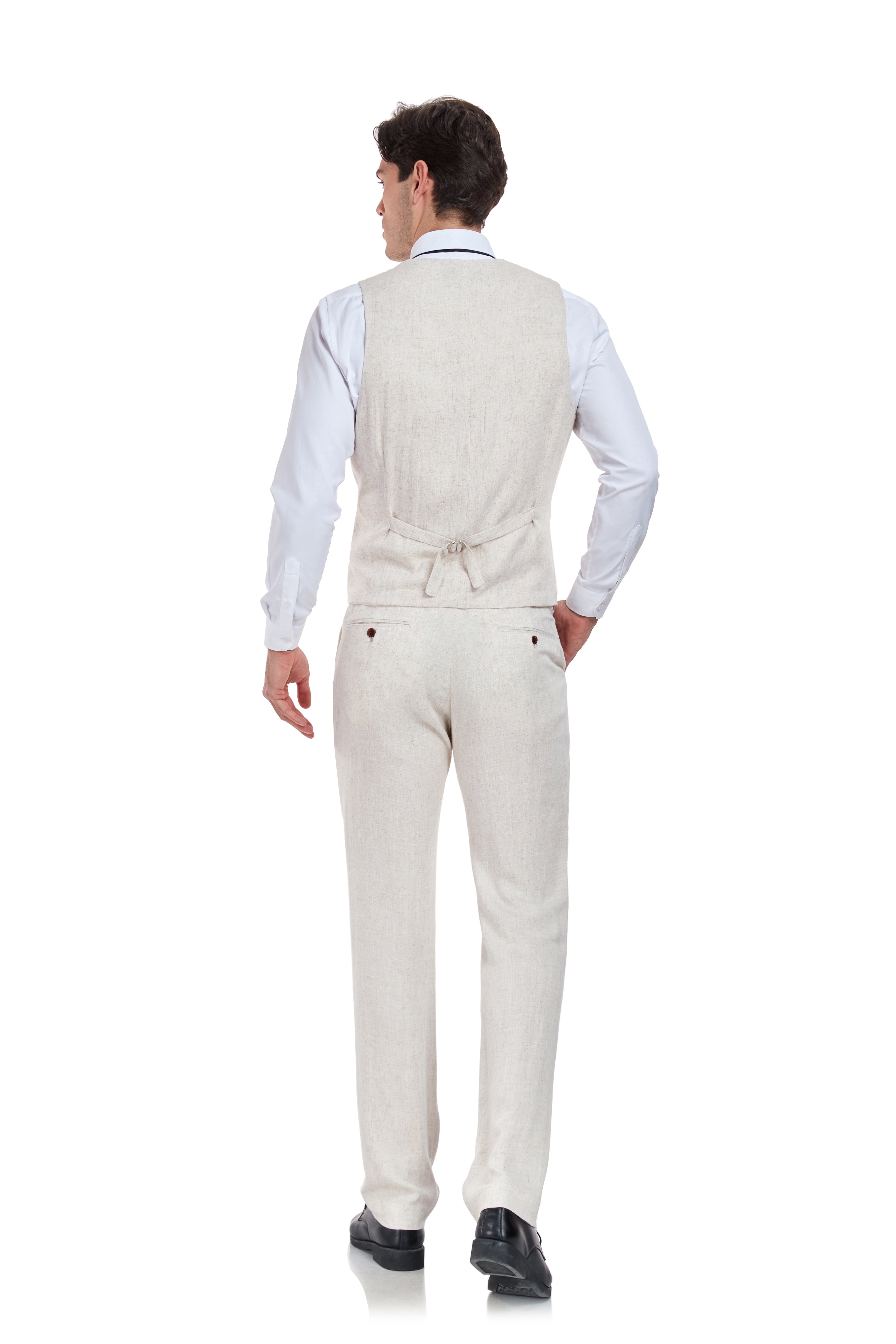 Linen 2 Pieces Vest+Pants Set V-Neck Slim Fit Casual Waistcoat Suit - Wehilion.uk # # #