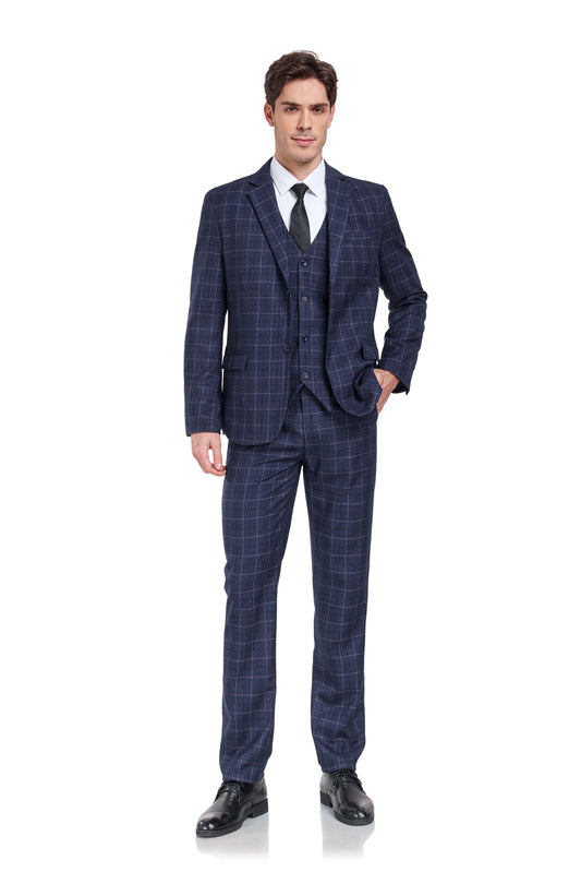 Plaid Men's 3 Piece Slim Fit Suits (MORE COLORS+)