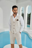 Beige Linen Beach Wedding Men Summer Suits (MORE CHOICE+)🔥