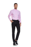 Pink Men's Urban Stylish Casual Business Slim Fit Long Sleeve Button Up Dress Shirt