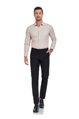 Champagne Men's Urban Stylish Casual Business Slim Fit Long Sleeve Button Up Dress Shirt