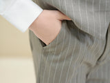 Light Grey Striped Modern 4 Piece Boy's Formal Suits