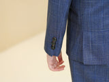 Blue Plaid Elegant Formal 5 Piece Boys Suits