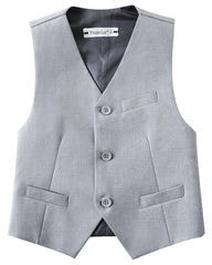 Gray 4 Piece Boys' Formal Suit Set with Vest Pants Dress Shirt and Tie BS40