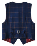 Plaid Navy 3 Piece Kids Boys' Formal Blazer Vest and Pants Dress Suits Set
