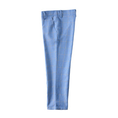 Light Blue Plaid Elegant Formal 4 Piece Boys Suits With Jacket+Pants+Shirt+Tie
