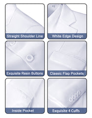 White Men's Two Button Blazer for Party, Wedding and Business