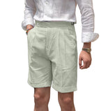 Seersucker Striped Expandable Waist Men's Summer Shorts