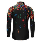 Musical Notes Casual Men's Shirt Party Daily Holiday Summer Turndown Short Sleeve - Wehilion.uk # # #