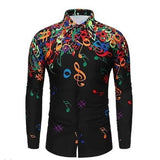 Musical Notes Casual Men's Shirt Party Daily Holiday Summer Turndown Short Sleeve - Wehilion.uk # # #