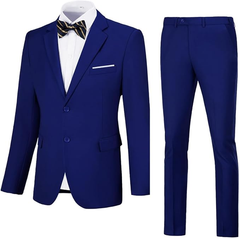 Men's Suits 2 Piece Slim Fit Two Button Solid Wedding Prom Jacket Pants Set
