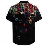 Musical Notes Casual Men's Shirt Party Daily Holiday Summer Turndown Short Sleeve - Wehilion.uk # # #