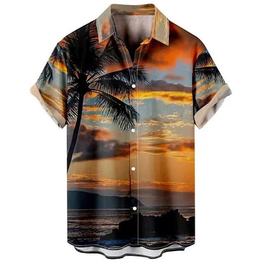 Coconut Tree Short Sleeve Hawaiian Men's Shirt Holiday Summer Short Sleeve Shirt - Wehilion.uk # # #