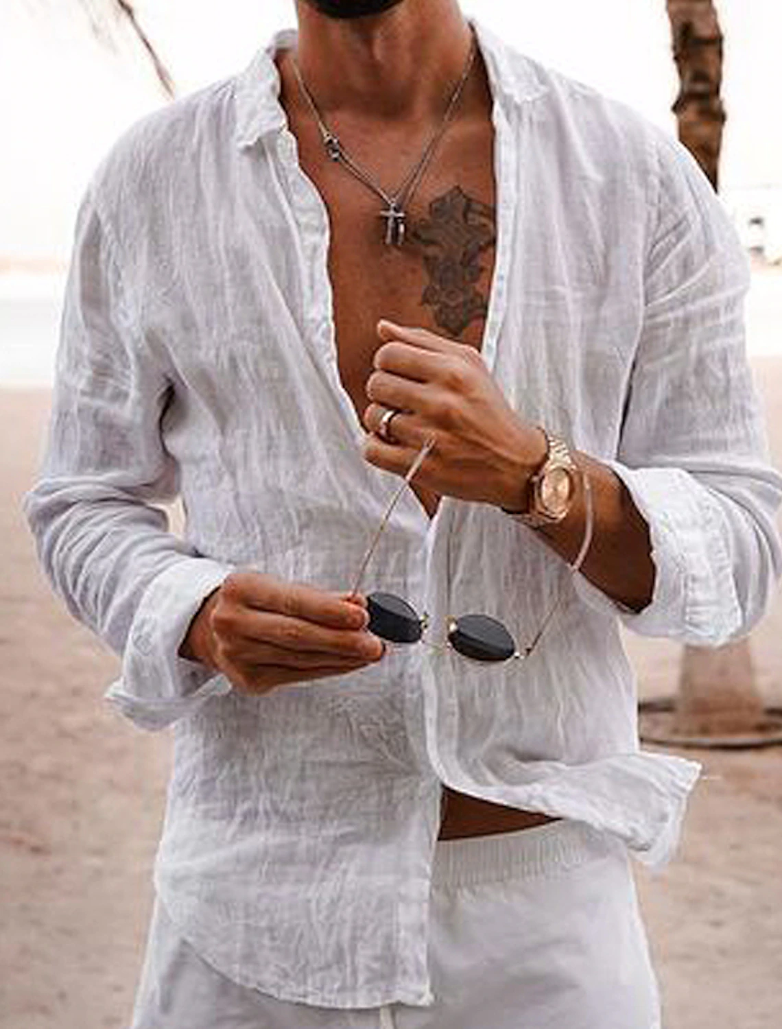 Men's Linen Shirt Summer Shirt Beach Shirt Spring & Summer Hawaiian Holiday Casual Shirt - Wehilion.uk # # #