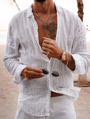 Men's Linen Shirt Summer Shirt Beach Shirt Spring & Summer Hawaiian Holiday Casual Shirt - Wehilion.uk # # #