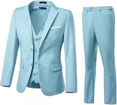 Men's Suits 3 Piece Slim Fit Two Button Wedding Prom Jacket Vest Pants Set