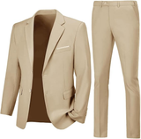 Mens Suit 2 Piece Slim Fit Two Button Business Wedding Jacket Blazer Pants Set