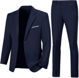 Mens Suit 2 Piece Slim Fit Two Button Business Wedding Jacket Blazer Pants Set