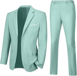 Mens Suit 2 Piece Slim Fit Two Button Business Wedding Jacket Blazer Pants Set