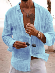 Men's Linen Shirt Summer Shirt Beach Shirt Spring & Summer Hawaiian Holiday Casual Shirt - Wehilion.uk # # #