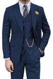 Retro Slim Fit Herringbone Tuxedos Herringbone 3 Piece Men's Suits（upgrade version）