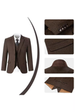 Retro Slim Fit Herringbone Tuxedos Herringbone 3 Piece Men's Suits（upgrade version）